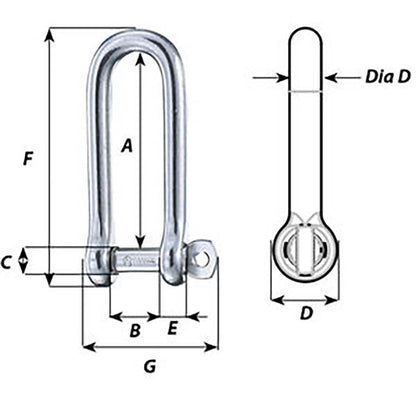 Wichard Captive Pin Long D Shackle - Diameter 8mm - 5/16" [1414W]