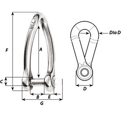 Wichard Captive Pin Twisted Shackle - Diameter 5mm - 3/16" [1422W]