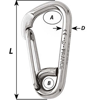 Wichard Asymmetric Carbine Hook - Length 120mm - 15/32" [2327W]