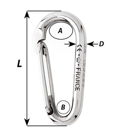 Wichard Symmetric Carbine Hook Without Eye - Length 100mm - 13/32" [2336W]