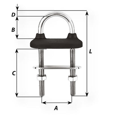 Wichard Black Watertight U-bolt - 5mm Diameter - 13/64" - 60mm Length - 2-23/64" [65321W]