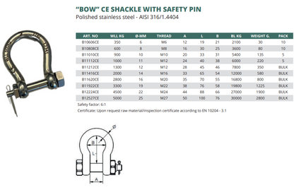 “BOW” CE shackle with safety pin