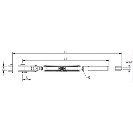 Rigging screw toggle/terminal UNF – open body